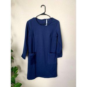 NY Collection Womens Petite PS Dress Mini Blue 3/4 Sleeve Round Neck Zipper